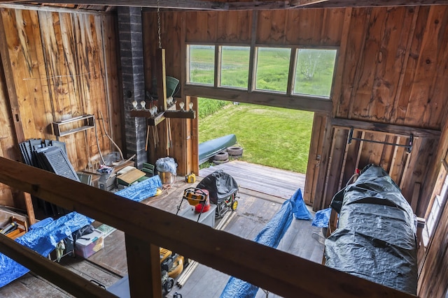 145 Pork Point Rd, Bowdoinham, ME 04008 - miscellaneous room with wood walls and hardwood / wood-style flooring