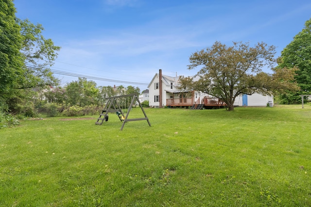 47 Beal St, Norway, ME 04268 - view of green lawn featuring a wooden deck