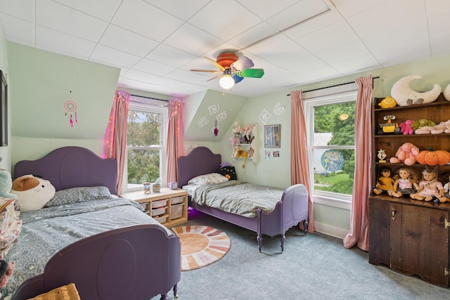 47 Beal St, Norway, ME 04268 - bedroom with carpet flooring, a ceiling fan, and a paneled ceiling