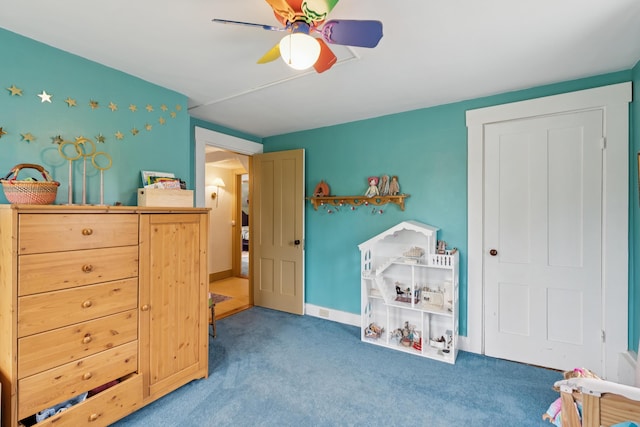 47 Beal St, Norway, ME 04268 - carpeted bedroom featuring ceiling fan