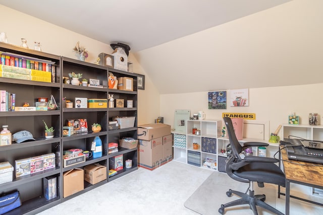 44 Cortland Cir Unit 44, Bangor, ME 04401 - office area featuring vaulted ceiling and carpet
