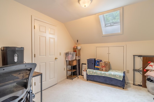 44 Cortland Cir Unit 44, Bangor, ME 04401 - carpeted bedroom with a skylight and lofted ceiling