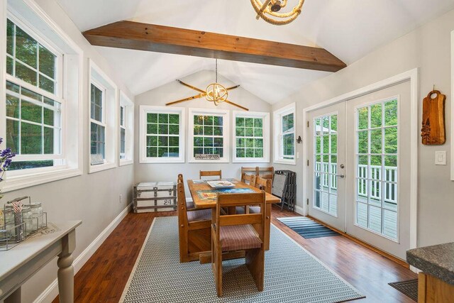 24 Dragon Back Rd, Naples, ME 04055 - sunroom featuring french doors, a chandelier, and healthy amount of natural light