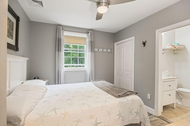 24 Dragon Back Rd, Naples, ME 04055 - bedroom with a ceiling fan and light wood finished floors