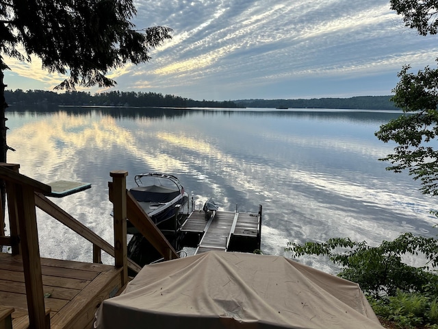 8 S Heritage Woods Ln, Winthrop, ME 04364 - dock area featuring a water view and boat lift