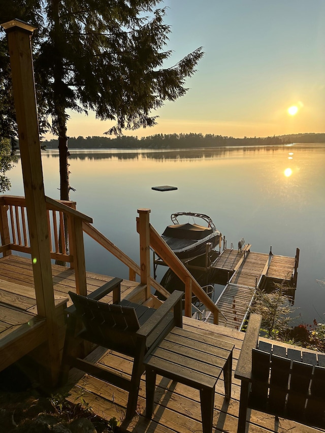 8 S Heritage Woods Ln, Winthrop, ME 04364 - dock area with a water view and boat lift