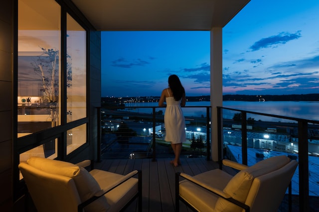 218 Washington Ave Unit 401, Portland, ME 04101 - balcony featuring a water view