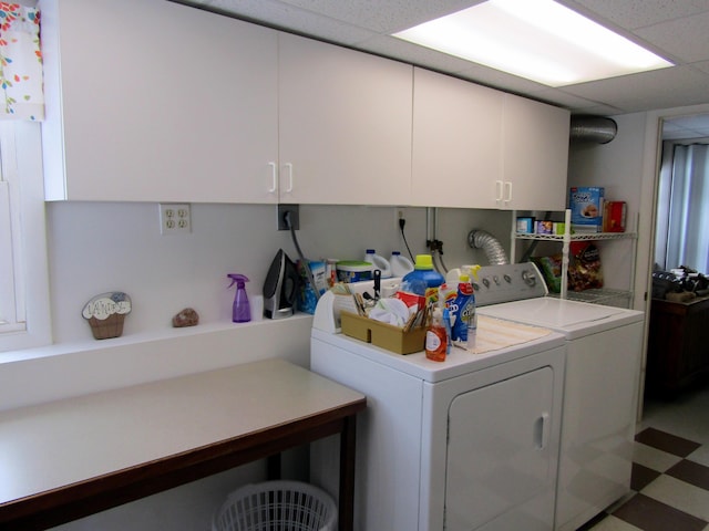 369 Grove St, Lewiston, ME 04240 - washroom with independent washer and dryer, cabinet space, and light floors