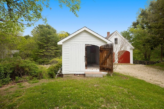 427 Haley Rd, Kittery, ME 03905 - view of shed with a garage and gravel driveway