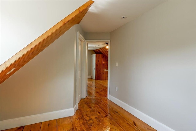 15 Feylers Corner Rd, Waldoboro, ME 04572 - hall featuring hardwood / wood-style flooring and lofted ceiling