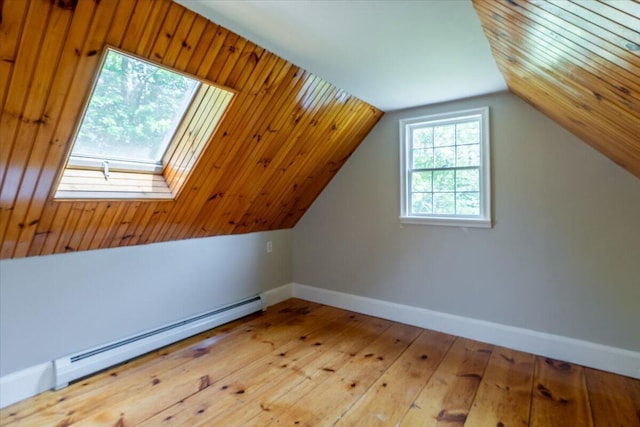 15 Feylers Corner Rd, Waldoboro, ME 04572 - bonus room featuring baseboard heating, hardwood / wood-style floors, a skylight, and vaulted ceiling