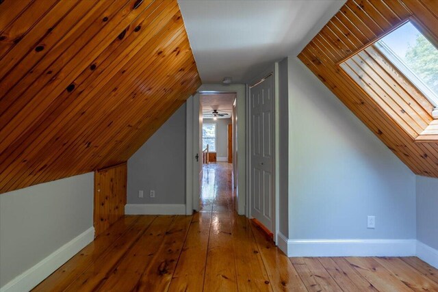 15 Feylers Corner Rd, Waldoboro, ME 04572 - additional living space with a skylight, lofted ceiling, and hardwood / wood-style floors