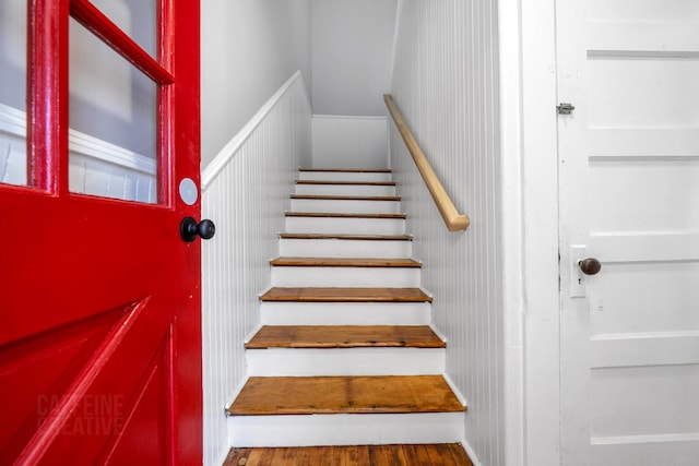 181 Webster St, Lewiston, ME 04240 - staircase with wood finished floors