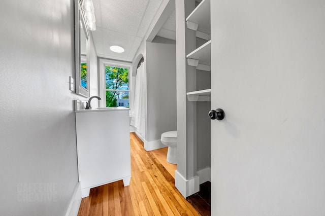 181 Webster St, Lewiston, ME 04240 - corridor with baseboards and hardwood / wood-style flooring