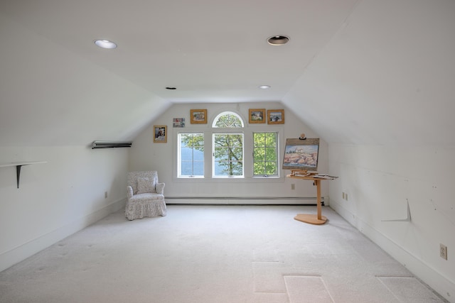 4 Roland Kimball Rd Unit 2, Freeport, ME 04032 - additional living space with baseboard heating, carpet, vaulted ceiling, and recessed lighting