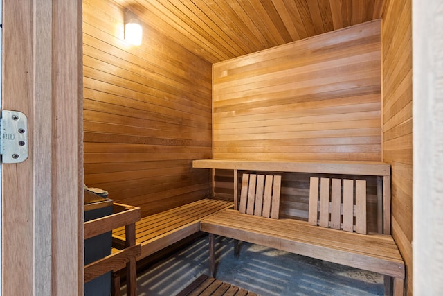 1 Seacliff Ave Unit 3D, Old Orchard Beach, ME 04064 - sauna / steam room featuring wood walls and wooden ceiling