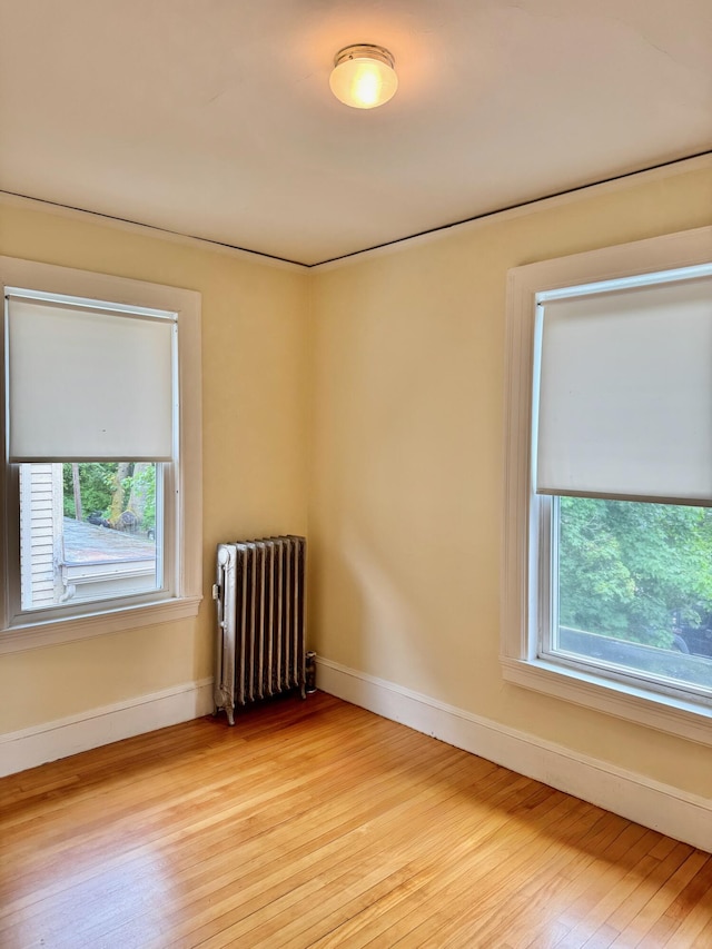 91 Washburn Ave, Portland, ME 04102 - unfurnished room featuring radiator, healthy amount of natural light, light wood-style floors, and baseboards