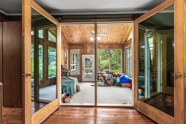 153 Shaker Rd, Gray, ME 04039 - unfurnished sunroom featuring french doors and hardwood / wood-style flooring