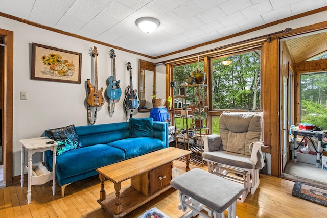 153 Shaker Rd, Gray, ME 04039 - living area featuring light wood-style flooring and ornamental molding