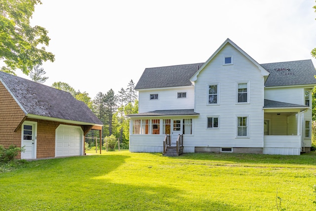 10 Joslyn St, Newport, ME 04953 - back of house featuring roof with shingles, entry steps, and a yard