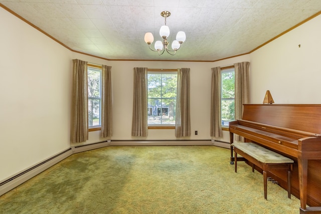 10 Joslyn St, Newport, ME 04953 - sitting room with crown molding, a chandelier, and carpet flooring
