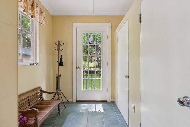 7 Carroll Ave, Auburn, ME 04210 - doorway featuring healthy amount of natural light, tile patterned floors, and baseboards