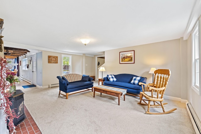 179 Alfred Rd, Kennebunk, ME 04043 - living area featuring a baseboard heating unit and carpet