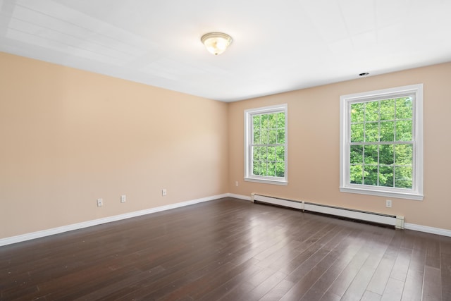 20 Huntington Ln, Berwick, ME 03901 - empty room with baseboard heating, baseboards, and dark wood-type flooring