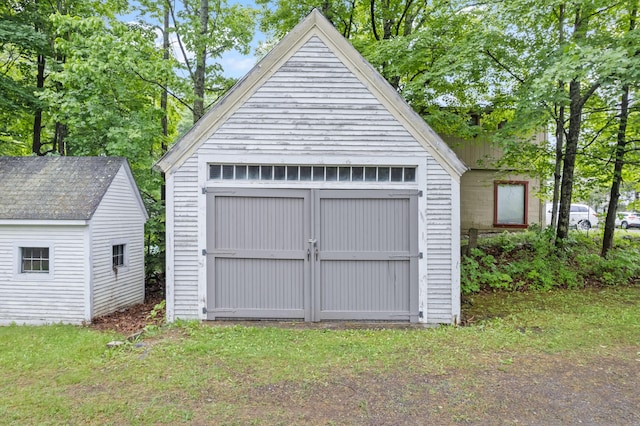 74 Main St, Cornish, ME 04020 - garage with a storage shed