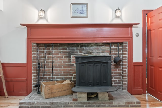 74 Main St, Cornish, ME 04020 - detailed view of wood finished floors, wainscoting, and a decorative wall