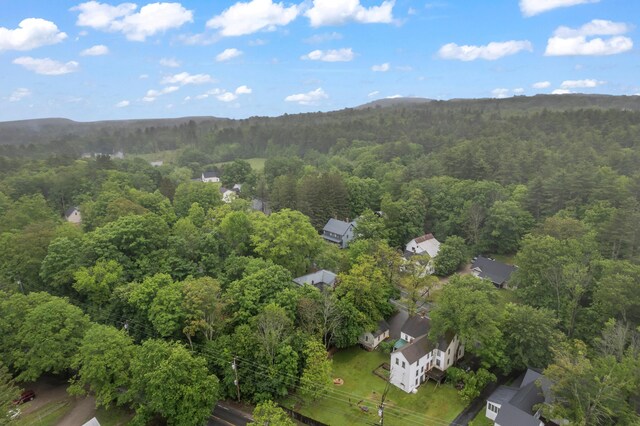 74 Main St, Cornish, ME 04020 - aerial overview of property's location featuring a heavily wooded area