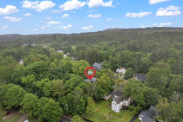 74 Main St, Cornish, ME 04020 - aerial overview of property's location featuring a heavily wooded area