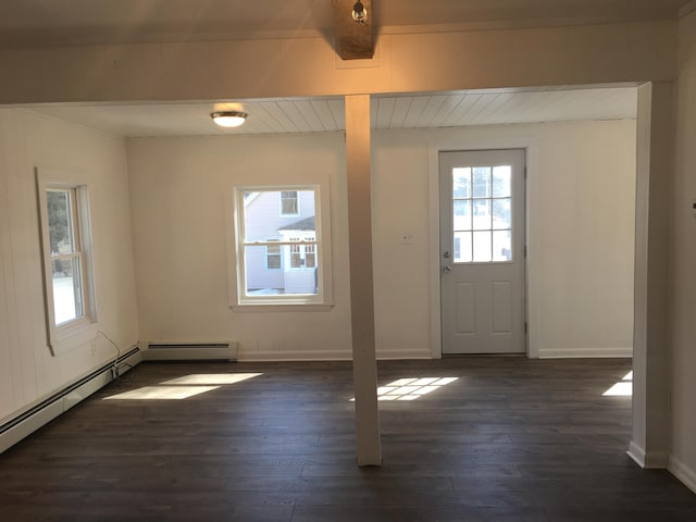 3 Baker St, Winslow, ME 04901 - entryway featuring dark wood finished floors, baseboard heating, and baseboards