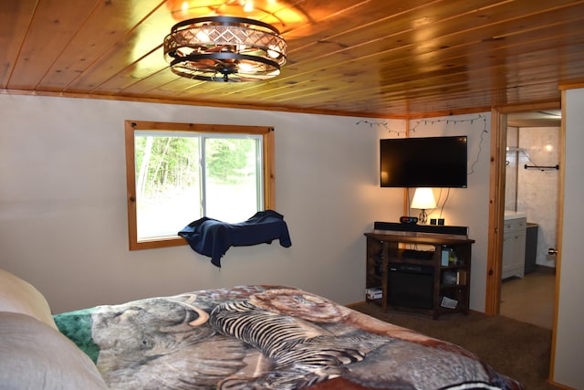 140 Station Rd, Lincoln, ME 04457 - carpeted bedroom featuring wood ceiling