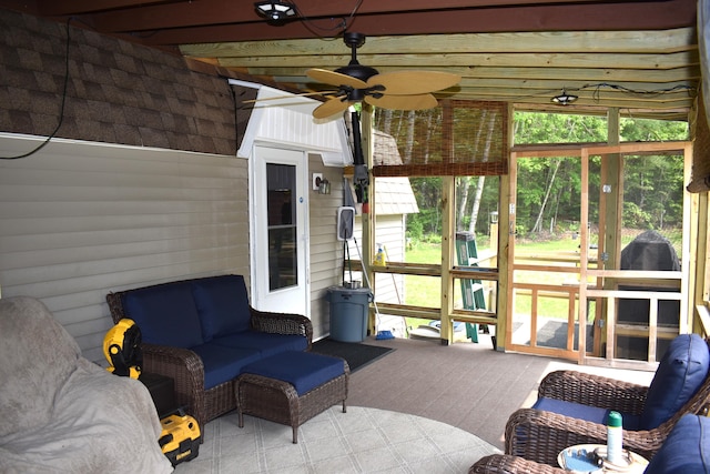 140 Station Rd, Lincoln, ME 04457 - sunroom with outdoor lounge area and ceiling fan