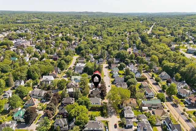 13 Bartlett St, Waterville, ME 04901 - aerial perspective of suburban area with a forest
