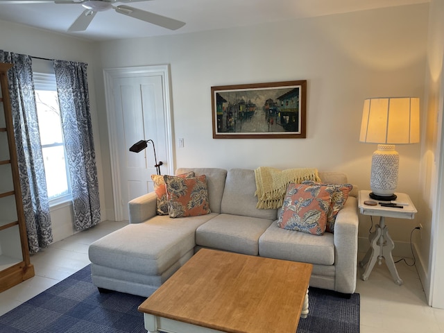 138 Limerock St Unit A, Rockland, ME 04841 - living area featuring ceiling fan
