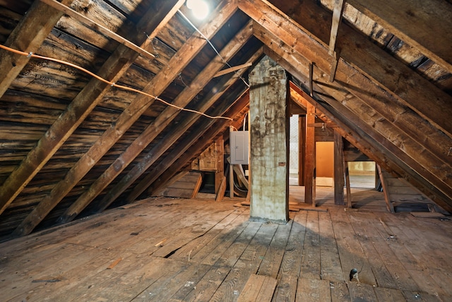 11 Center St, Richmond, ME 04357 - unfinished attic featuring electric panel