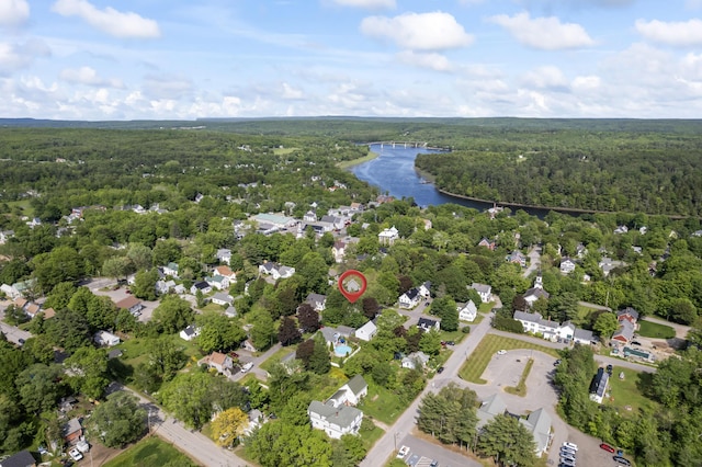 11 Center St, Richmond, ME 04357 - aerial view of property and surrounding area with a forest and a nearby body of water