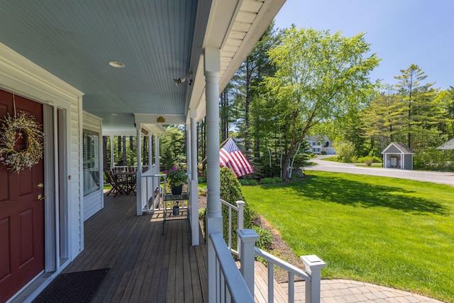 10 Clam Cove Dr, Rockport, ME 04856 - porch featuring a yard