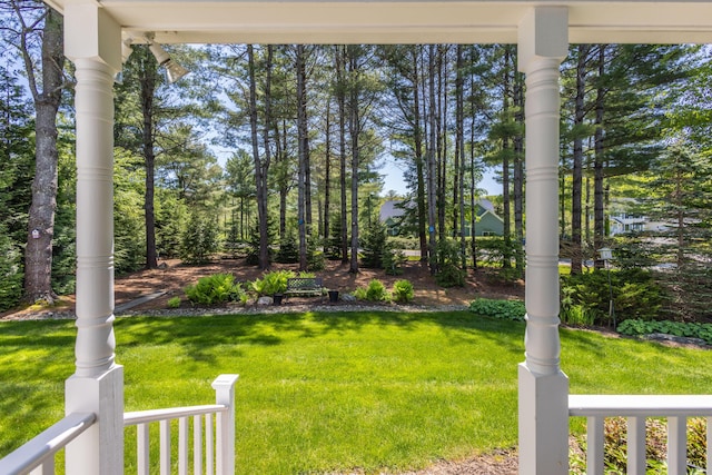 10 Clam Cove Dr, Rockport, ME 04856 - view of green lawn with a porch
