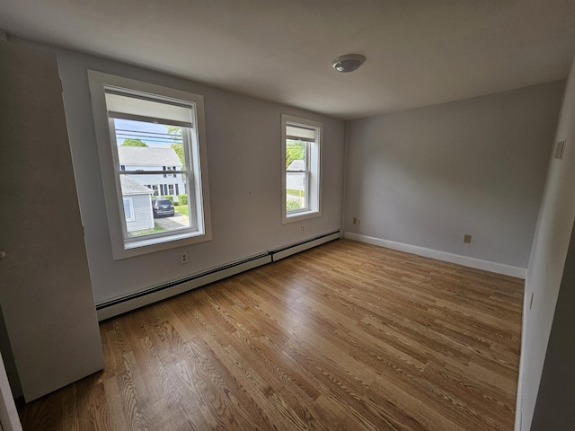 42-44 Richardson St, Bath, ME 04530 - spare room with a baseboard heating unit, wood finished floors, and baseboards