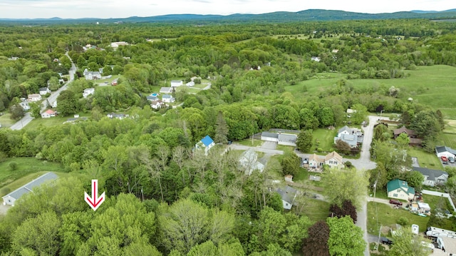 14 Carter Ln, Brewer, ME 04412 - aerial view of property's location with a heavily wooded area and a mountainous background