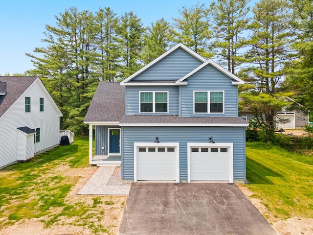 21 Arnies Alley -, Westbrook, ME 04092 - view of front facade with asphalt driveway, an attached garage, a front lawn, and a shingled roof