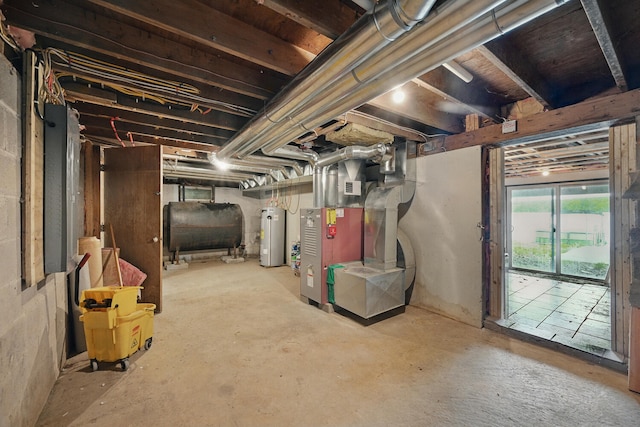 33-34 Gerber Ln, Monmouth, ME 04259 - below grade area featuring heating fuel, electric water heater, and heating unit