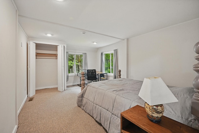 33-34 Gerber Ln, Monmouth, ME 04259 - bedroom with light colored carpet, a closet, and recessed lighting