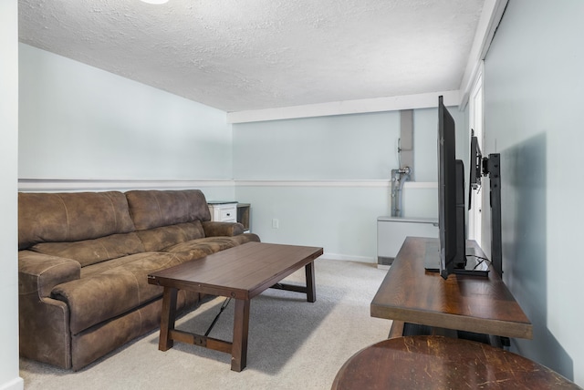 7 Dumas St, Lisbon, ME 04252 - living room featuring light carpet and a textured ceiling