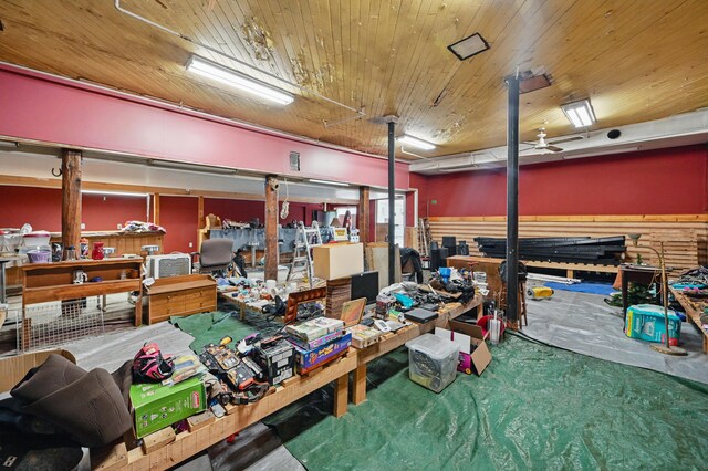 23 Main St, Athens, ME 04912 - miscellaneous room featuring wood ceiling and a workshop area