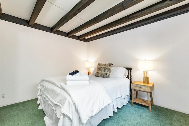 12 Michaud Ln, Bridgton, ME 04009 - bedroom featuring carpet flooring and beamed ceiling