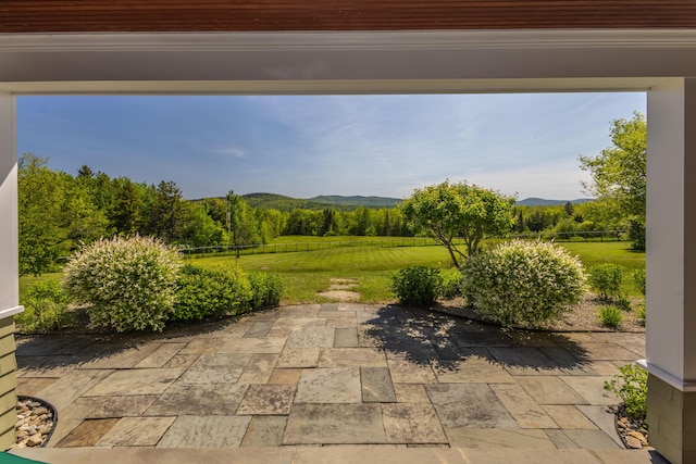 321 Beech Hill Rd, Northport, ME 04849 - view of patio with a mountain view